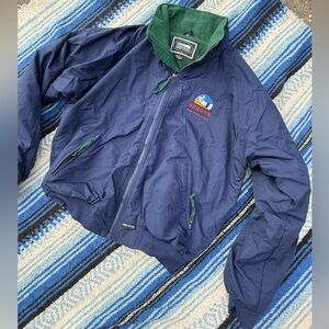 Vintage Sierra Sport navy blue fleece lined nylon bomber jacket - adult large